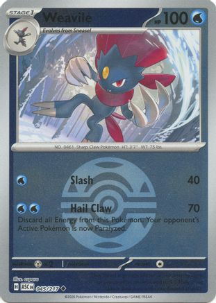 Weavile (Dusk Ball) - 045/217 - ME Ascended Heroes Reverse Holofoil