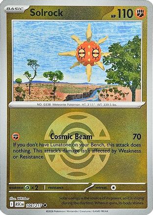 Solrock (Dusk Ball) - 106/217 - ME Ascended Heroes Reverse Holofoil