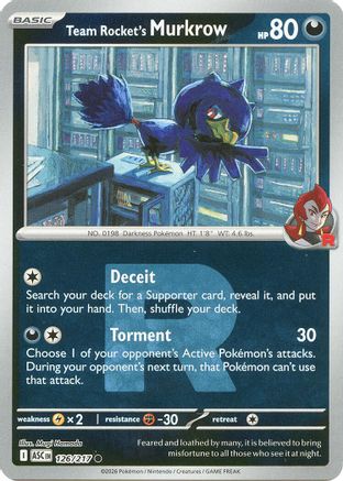 Team Rocket's Murkrow (Team Rocket) - 126/217 - ME Ascended Heroes Reverse Holofoil
