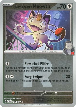 Team Rocket's Meowth (Team Rocket) - 161/217 - ME Ascended Heroes Reverse Holofoil