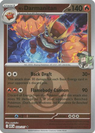 N's Darmanitan (Energy Symbol Pattern) - 033/217 - ME Ascended Heroes Reverse Holofoil