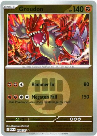 Groudon (Energy Symbol Pattern) - 108/217 - ME Ascended Heroes Reverse Holofoil