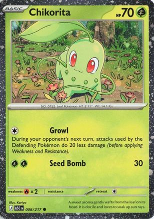 Chikorita (Cosmos Holo) - 8/217 - Miscellaneous Cards & Products Holofoil