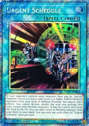 Urgent Schedule (Platinum Secret Rare) - RA05-EN064 - Rarity Collection 5 1st Edition