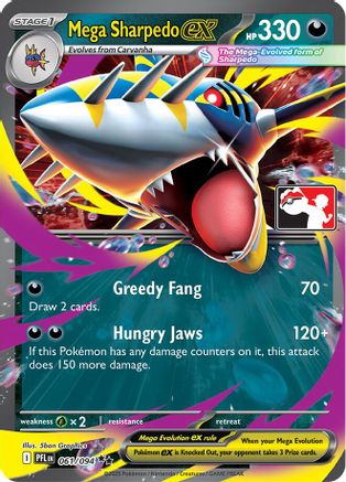 Mega Sharpedo ex - 061/094 61 - Prize Pack Series Cards Holofoil