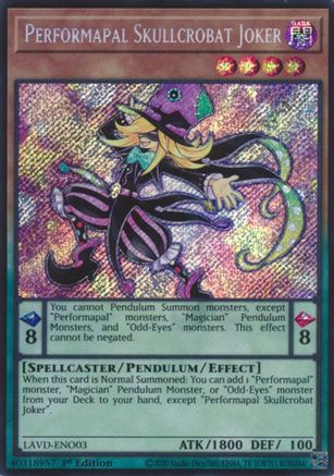Performapal Skullcrobat Joker (Secret Rare) (LAVD-ENO03) - Legendary Arc-V Decks 1st Edition