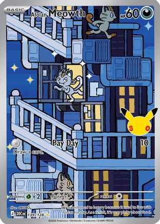 Alolan Meowth - 139/128 - ME 30th Celebration Holofoil
