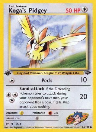 Koga's Pidgey (80) 80/132 - Gym Challenge 1st Edition