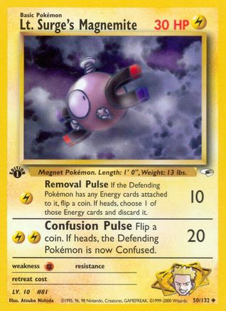 Lt. Surge's Magnemite (50) 50/132 - Gym Heroes 1st Edition