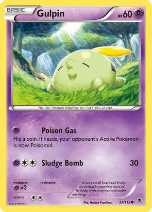 Gulpin 37/119 - XY Phantom Forces Reverse Holofoil