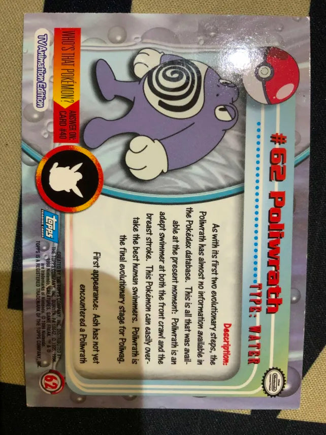 Topps Poliwrath #62 Holo Pokemon LP