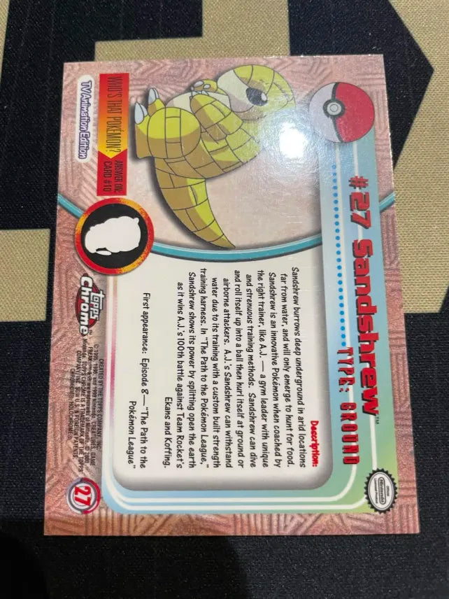 Topps Sandshrew #27 Pokemon NM