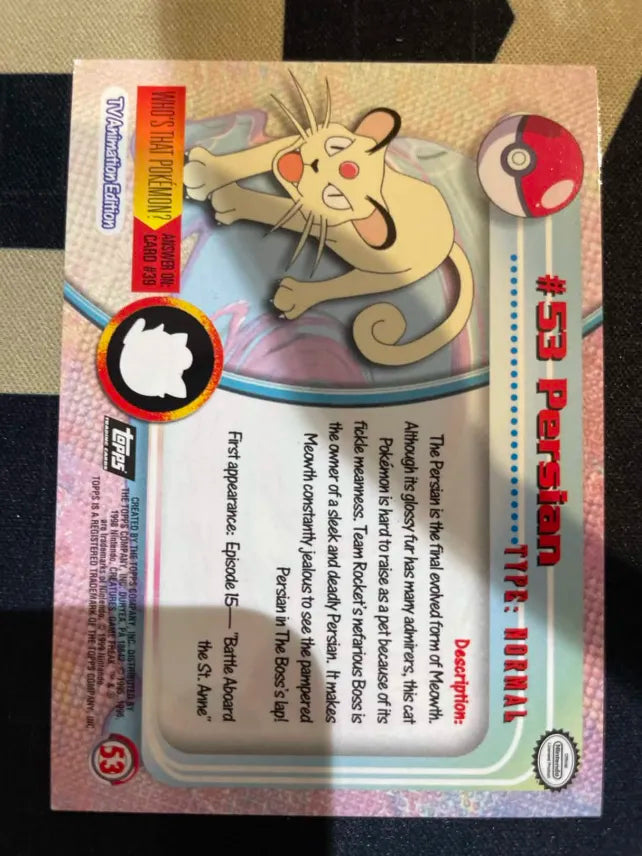 Topps Persian #53 Holo Pokemon NM