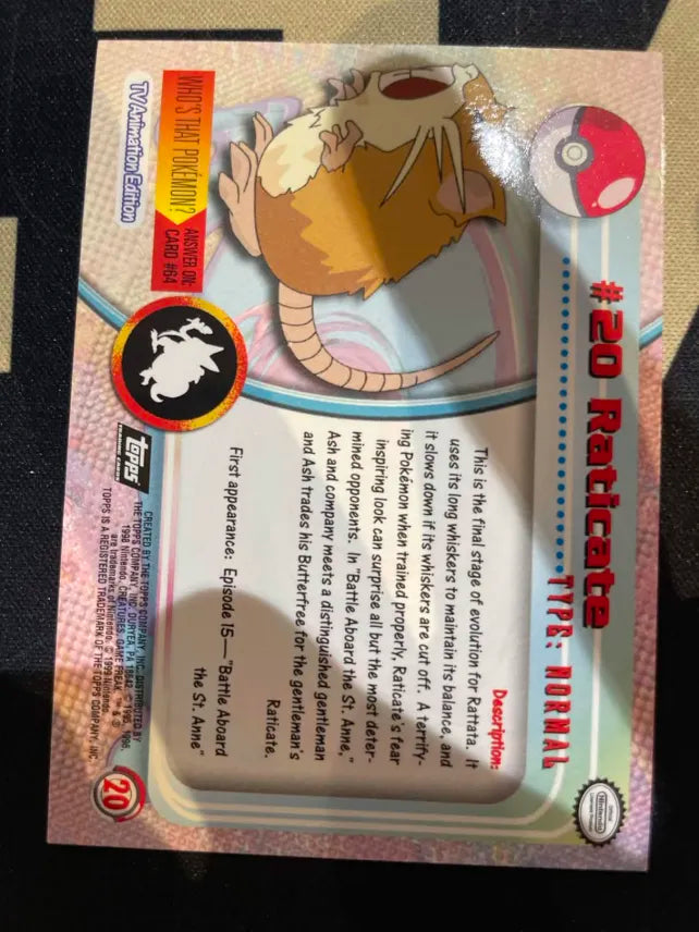 Topps Raticate #20 Holo Pokemon NM