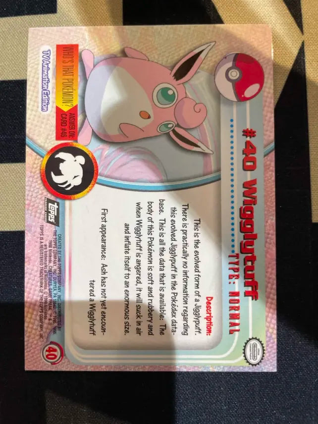 Topps Wigglytuff #40 Holo Pokemon MP