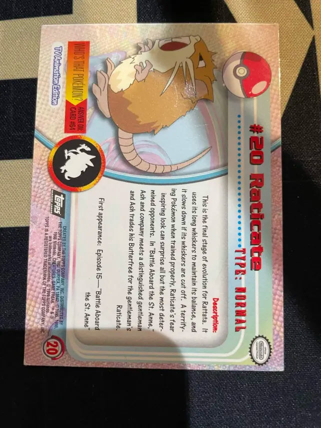 Topps Raticate #20 Holo Pokemon LP