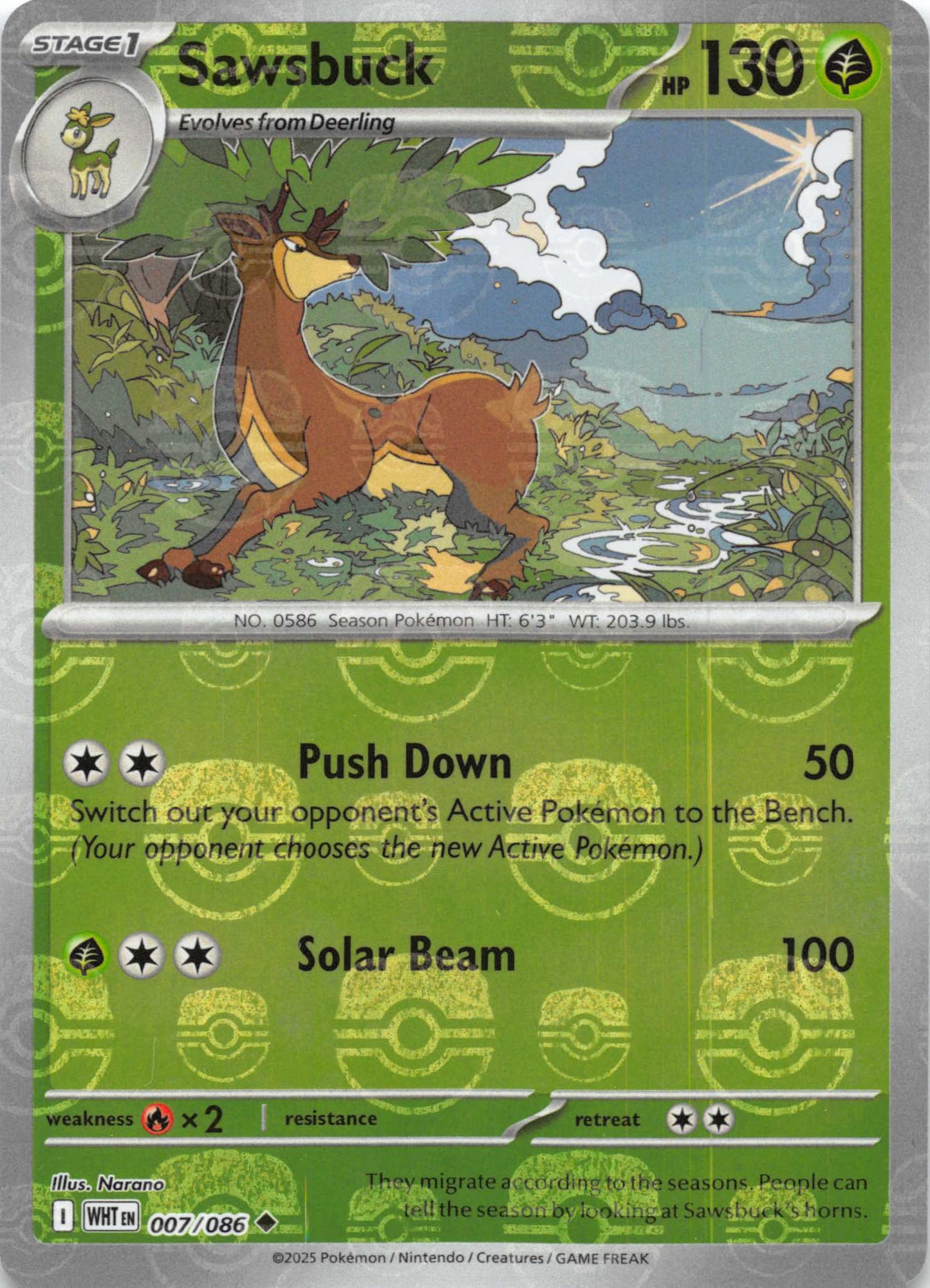 Sawsbuck (Master Ball Pattern) 7 - SV White Flare Holofoil