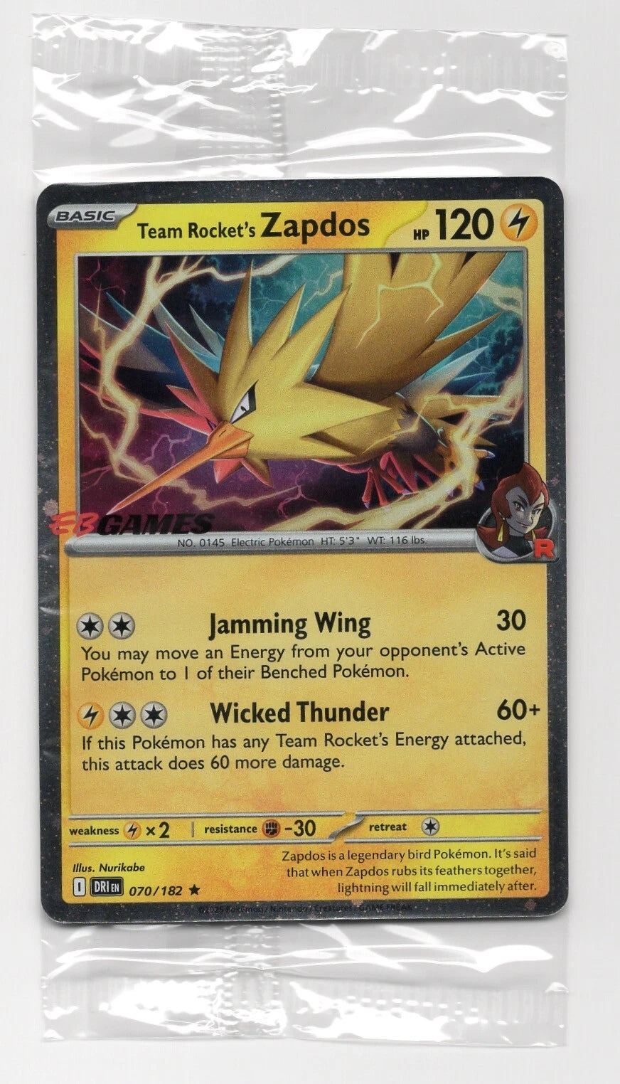 Team Rocket's Zapdos (EB Games Exclusive) 70 - Miscellaneous Cards & Products Holofoil