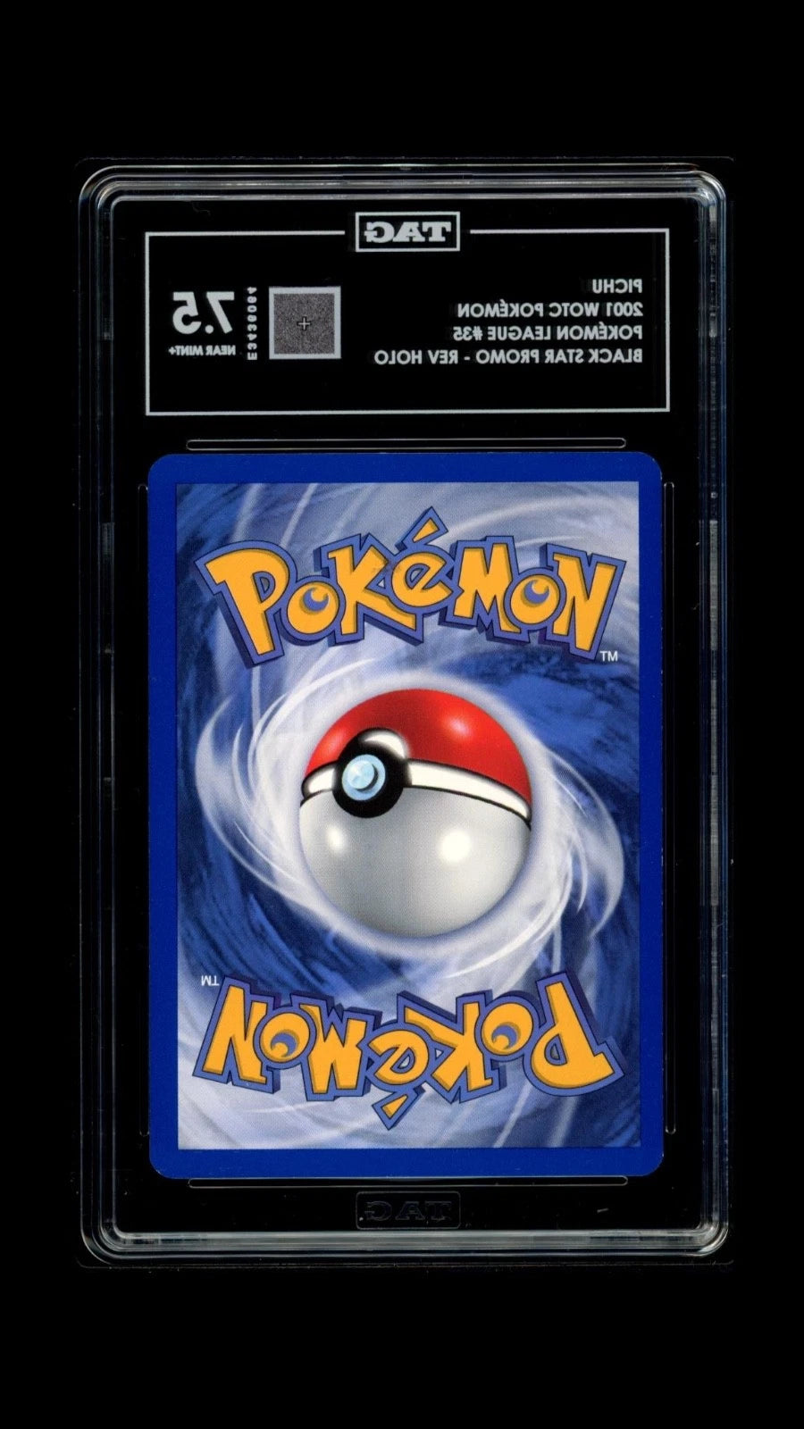 Pokemon Pichu 2001 WOTC Pokemon League #35 Black Star Promo REV Holo TAG 7.5