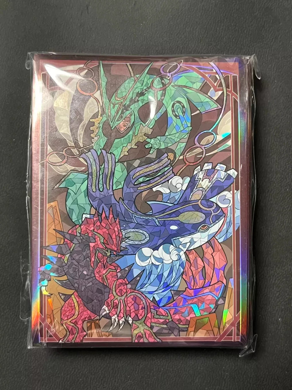 Pokemon Rayquaza Groudon Kyogre Stain Glass Art Sleeves - 60 ct - Standard Size