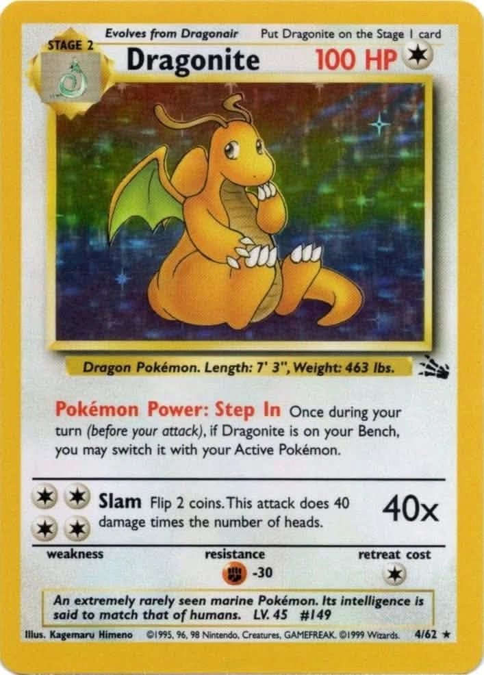 Dragonite 4/62 - Fossil Unlimited Holofoil