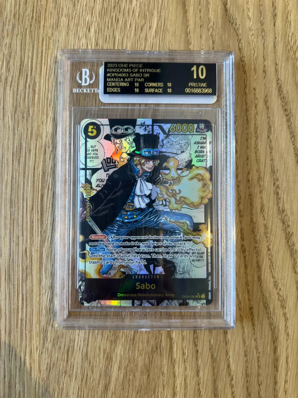 One Piece TCG Sabo OP04-083 Manga BGS BLACK LABEL Pristine 10