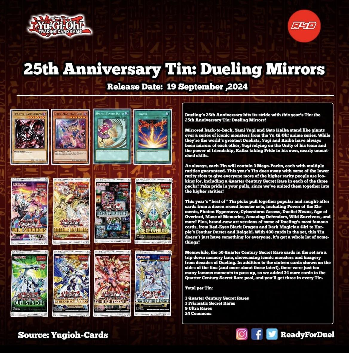 Yugioh 25th Anniversary Dueling Mirrors Mega Tin Mp24 Sunny Hobbies 8203