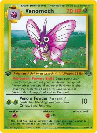 Venomoth (29) 29/64 - Jungle 1st Edition