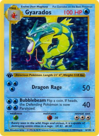 Gyarados 6 - Base Set Shadowless 1st Edition Holofoil