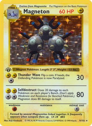 Magneton 9 - Base Set Shadowless 1st Edition Holofoil