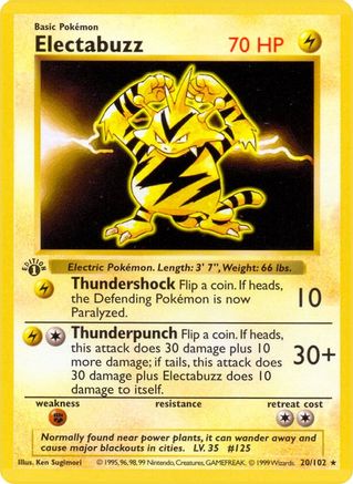 Electabuzz 20 - Base Set Shadowless 1st Edition