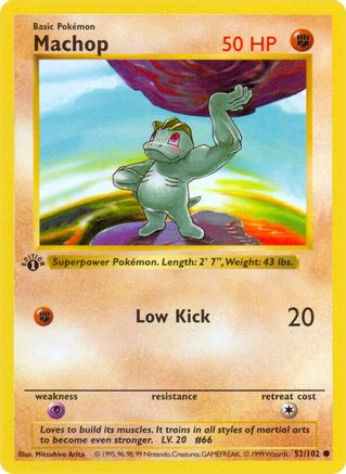 Machop 52 - Base Set Shadowless 1st Edition