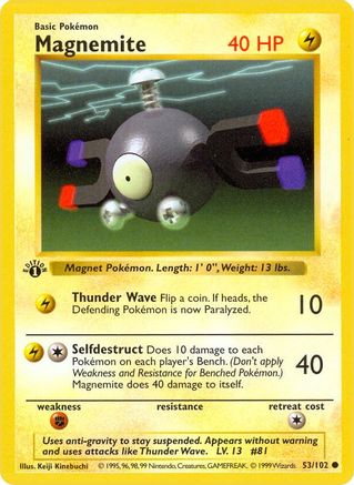 Magnemite 53 - Base Set Shadowless 1st Edition