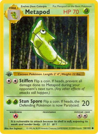 Metapod 54 - Base Set Shadowless Unlimited