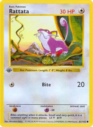 Rattata 61 - Base Set Shadowless Unlimited