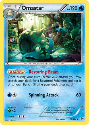 Omastar 18/124 - Fates Collide Reverse Holofoil