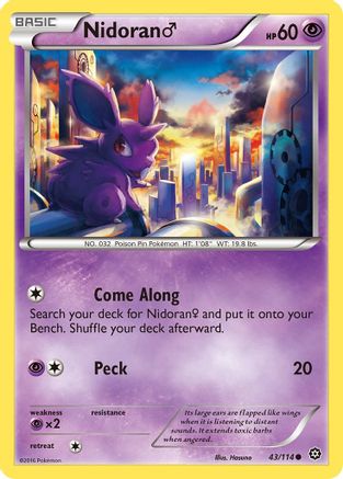 Nidoran M 43/114 - XY  Steam Siege Reverse Holofoil