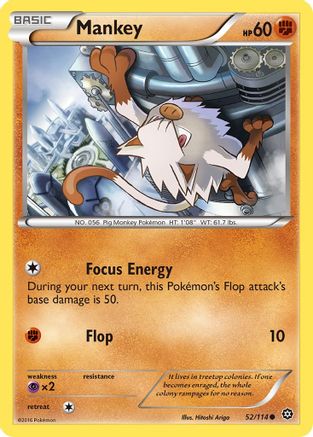 Mankey 52/114 - XY  Steam Siege Reverse Holofoil