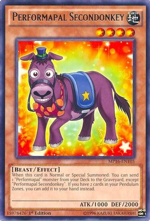 Performapal Secondonkey (MP16-EN105) - 2016 Mega-Tins Mega Pack 1st Edition