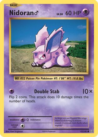 Nidoran M 43/108 - XY  Evolutions Reverse Holofoil
