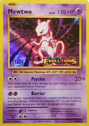 Mewtwo (XY Evolutions Staff Prerelease) 51 - XY Promos Holofoil