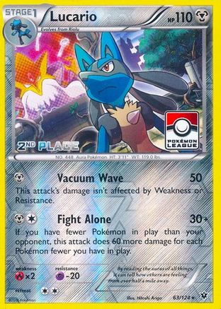 Lucario - 63/124 (Pokemon League) [2nd Place] 63 - League & Championship Cards Reverse Holofoil