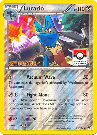 Lucario - 63/124 (Pokemon League) [3rd Place] 63 - League & Championship Cards Reverse Holofoil