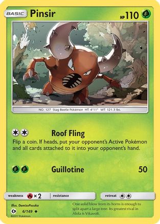 Pinsir 6/149 - Sun & Moon Reverse Holofoil