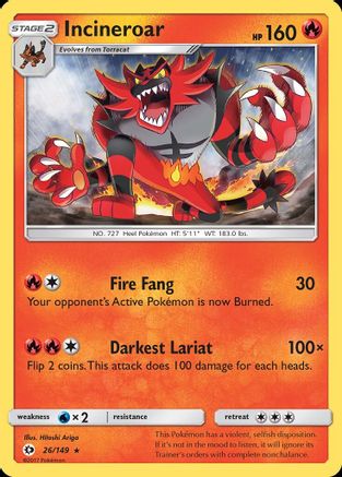 Incineroar 26/149 - Sun & Moon