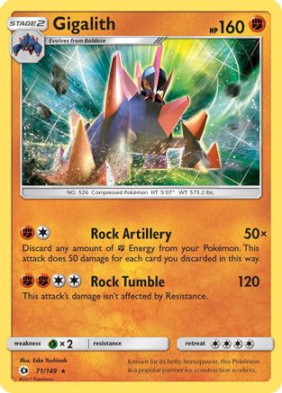 Gigalith 71/149 - Sun & Moon Reverse Holofoil