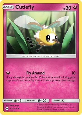 Cutiefly 92/149 - SM Base Set Reverse Holofoil