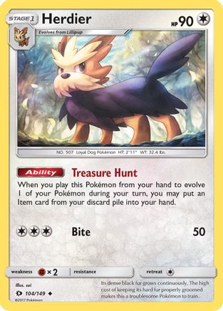 Herdier 104/149 - Sun & Moon Reverse Holofoil