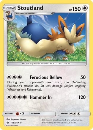 Stoutland 105/149 - Sun & Moon Reverse Holofoil