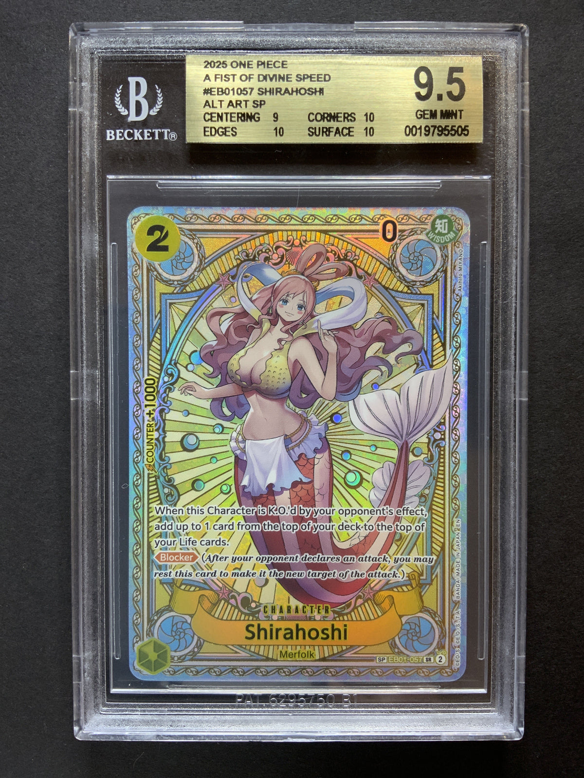 ONE PIECE Shirahoshi Alt Art SP A Fist of Divine Speed EB01-057 BGS 9.5